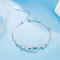 Sterling Silver Elegant Korean Style Heart Shape Inlay Artificial Crystal Zircon Bracelets sku image 2