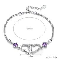 Sterling Silver Elegant Korean Style Heart Shape Inlay Artificial Crystal Zircon Bracelets sku image 3