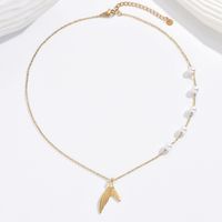 Fairy Style Elegant Fish Tail 304 Stainless Steel Imitation Pearl Polishing Plating 14K Gold Plated Women's Pendant Necklace main image 1