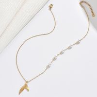 Fairy Style Elegant Fish Tail 304 Stainless Steel Imitation Pearl Polishing Plating 14K Gold Plated Women's Pendant Necklace main image 4