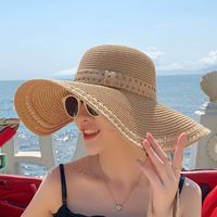 Women's Vacation Color Block Curved Eaves Sun Hat main image 3