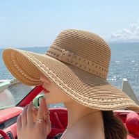 Women's Vacation Color Block Curved Eaves Sun Hat main image 2