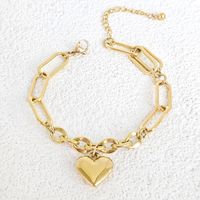 304 Stainless Steel Gold Plated Elegant Plating Heart Shape Bracelets main image 1