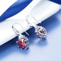 1 Pair IG Style French Style Classic Style Heart Shape Inlay Sterling Silver Birthstone Zircon Drop Earrings main image 4