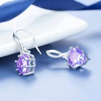 1 Pair IG Style French Style Classic Style Heart Shape Inlay Sterling Silver Birthstone Zircon Drop Earrings main image 6