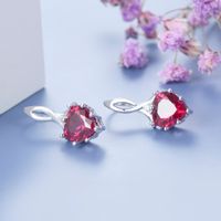 1 Pair IG Style French Style Classic Style Heart Shape Inlay Sterling Silver Birthstone Zircon Drop Earrings main image 7