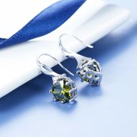 1 Par Estilo IG Estilo Francés Estilo Clásico Forma De Corazón Embutido Plata Esterlina Piedra De Nacimiento Circón Pendientes De Gota main image 8