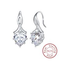1 Pair IG Style French Style Classic Style Heart Shape Inlay Sterling Silver Birthstone Zircon Drop Earrings sku image 2