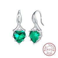 1 Pair IG Style French Style Classic Style Heart Shape Inlay Sterling Silver Birthstone Zircon Drop Earrings sku image 3