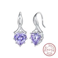 1 Pair IG Style French Style Classic Style Heart Shape Inlay Sterling Silver Birthstone Zircon Drop Earrings sku image 5