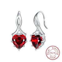 1 Pair IG Style French Style Classic Style Heart Shape Inlay Sterling Silver Birthstone Zircon Drop Earrings sku image 6