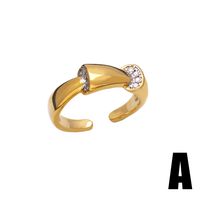 Wholesale Modern Style Simple Style Flower Copper Plating Inlay 18K Gold Plated Zircon Rings main image 4
