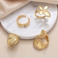 Wholesale Modern Style Simple Style Flower Copper Plating Inlay 18K Gold Plated Zircon Rings main image 1