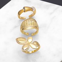 Wholesale Modern Style Simple Style Flower Copper Plating Inlay 18K Gold Plated Zircon Rings main image 3