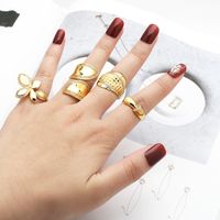 Wholesale Modern Style Simple Style Flower Copper Plating Inlay 18K Gold Plated Zircon Rings main image 6