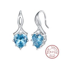 1 Pair IG Style French Style Classic Style Heart Shape Inlay Sterling Silver Birthstone Zircon Drop Earrings sku image 9