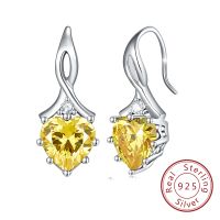 1 Pair IG Style French Style Classic Style Heart Shape Inlay Sterling Silver Birthstone Zircon Drop Earrings sku image 8