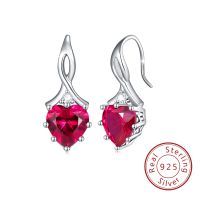 1 Pair IG Style French Style Classic Style Heart Shape Inlay Sterling Silver Birthstone Zircon Drop Earrings sku image 7