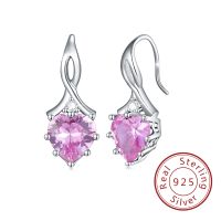 1 Pair IG Style French Style Classic Style Heart Shape Inlay Sterling Silver Birthstone Zircon Drop Earrings sku image 4