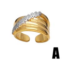 Wholesale Retro Simple Style Roman Style Geometric Copper Plating Inlay 18K Gold Plated Zircon Rings main image 5