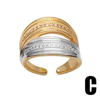 Wholesale Retro Simple Style Roman Style Geometric Copper Plating Inlay 18K Gold Plated Zircon Rings main image 7