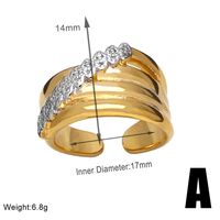 Wholesale Retro Simple Style Roman Style Geometric Copper Plating Inlay 18K Gold Plated Zircon Rings sku image 2