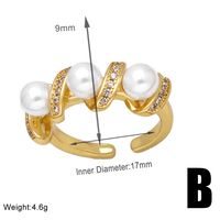 Wholesale Retro Simple Style Roman Style Geometric Copper Plating Inlay 18K Gold Plated Zircon Rings sku image 1