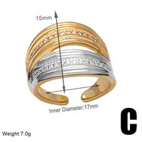Wholesale Retro Simple Style Roman Style Geometric Copper Plating Inlay 18K Gold Plated Zircon Rings sku image 3