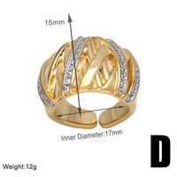 Wholesale Retro Simple Style Roman Style Geometric Copper Plating Inlay 18K Gold Plated Zircon Rings sku image 4