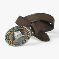 Vintage Style Cowboy Style Geometric Pu Leather Women's Leather Belts sku image 1