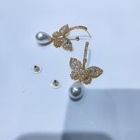1 Pair Simple Style Classic Style Butterfly Plating Inlay Brass Rhinestones Zircon Gold Plated Drop Earrings main image 5