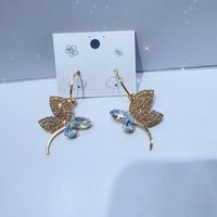 1 Pair Simple Style Classic Style Butterfly Plating Inlay Brass Rhinestones Zircon Gold Plated Drop Earrings main image 7