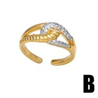 Wholesale Elegant Lady Geometric Copper Plating Inlay 18K Gold Plated Zircon Rings main image 6