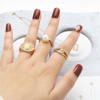 Wholesale Elegant Lady Geometric Copper Plating Inlay 18K Gold Plated Zircon Rings main image 4
