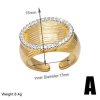 Wholesale Elegant Lady Geometric Copper Plating Inlay 18K Gold Plated Zircon Rings sku image 1