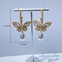 1 Pair Simple Style Classic Style Butterfly Plating Inlay Brass Rhinestones Zircon Gold Plated Drop Earrings sku image 2