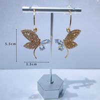 1 Pair Simple Style Classic Style Butterfly Plating Inlay Brass Rhinestones Zircon Gold Plated Drop Earrings sku image 3