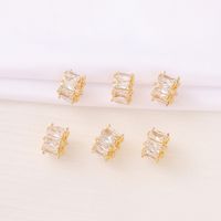 1 Piece 9*6mm Hole 5~5.9mm Copper Zircon 18K Gold Plated Round Square Polished Beads Spacer Bars main image 3