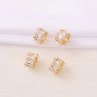 1 Piece 9*6mm Hole 5~5.9mm Copper Zircon 18K Gold Plated Round Square Polished Beads Spacer Bars main image 4