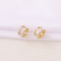 1 Piece 9*6mm Hole 5~5.9mm Copper Zircon 18K Gold Plated Round Square Polished Beads Spacer Bars main image 5