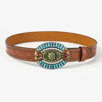 Retro Vacation Animal Pu Leather Inlay Turquoise Women's Leather Belts main image 5