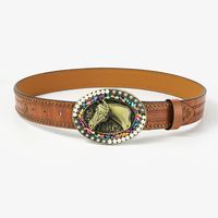 Retro Vacation Animal Pu Leather Inlay Turquoise Women's Leather Belts main image 3