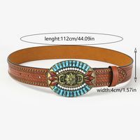 Retro Vacation Animal Pu Leather Inlay Turquoise Women's Leather Belts main image 2