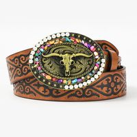 Retro Vacation Animal Pu Leather Inlay Turquoise Women's Leather Belts main image 4