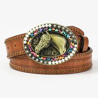 Retro Vacation Animal Pu Leather Inlay Turquoise Women's Leather Belts main image 8