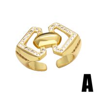 Wholesale Elegant Simple Style Geometric Copper Plating Inlay 18K Gold Plated Zircon Rings main image 5