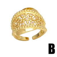 Wholesale Elegant Simple Style Geometric Copper Plating Inlay 18K Gold Plated Zircon Rings main image 6