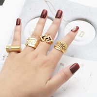 Wholesale Elegant Simple Style Geometric Copper Plating Inlay 18K Gold Plated Zircon Rings main image 4