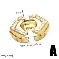 Wholesale Elegant Simple Style Geometric Copper Plating Inlay 18K Gold Plated Zircon Rings sku image 1