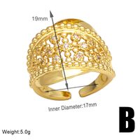Wholesale Elegant Simple Style Geometric Copper Plating Inlay 18K Gold Plated Zircon Rings sku image 2